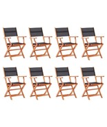 vidaXL Garden Chair Set of 8 Black and Natural - $1,123.56 CAD