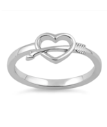 Cupid’s Size 6 Arrow Heart Ring Solid 925 Sterling Silver - $17.04