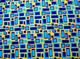 Fabric NEW Concord Geometric Squares Rectangles Aqua Purple on Gold Backgrnd $3 - £2.39 GBP