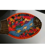 Beautiful Mexican Hand Painted Fish Plate Wall  Clay Pottery 13¼&quot; L X  9... - $314.97 MXN