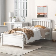 Twin Bed With Headboard And Footboard - White - £186.82 GBP