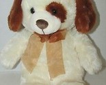 Goffa int&#39;l stuffed plush cream puppy dog brown ears patch eye neck ribb... - £10.17 GBP