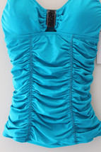 NWT Kenneth Cole New York Smocked Turquoise Sexy Tankini Swim Suit Top S $75 - £22.19 GBP