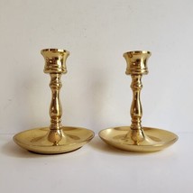 Vintage Brass Candlesticks Holders 4&quot; Tall Set Of 2 Mid-Century Modern MCM - £13.97 GBP