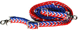 Horse Knotted Roping Western Barrel Reins Nylon Braided USA Patriotic Rodeo - £17.26 GBP