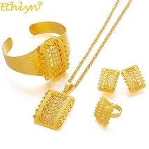 Ethlyn Jewelry New Ethiopian Gold Color Sets Pendant Necklaces Earrings Bangle R - £17.08 GBP