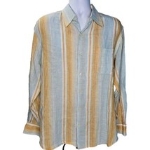 Tommy Bahama Linen Shirt Mens L Blue Orange Striped Beach Long Sleeve Ca... - $39.59