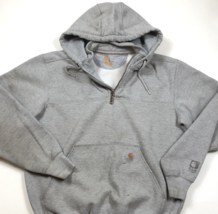 Carhartt Rain Defender Grey 1/4 Zip Hooded Sweatshirt Hoodie Mens Size Medium - £38.14 GBP