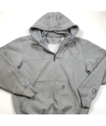 Carhartt Rain Defender Grey 1/4 Zip Hooded Sweatshirt Hoodie Mens Size M... - $48.51
