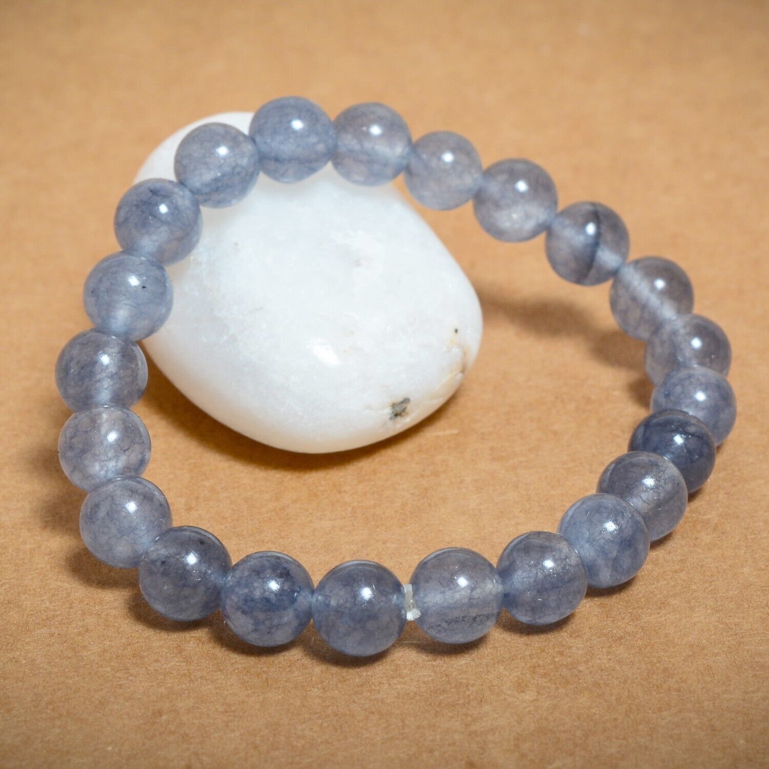 Aquamarine Bead Bracelet: 8 mm Round Crystals (Stretch Bracelet)-Pack of 5 - $39.55