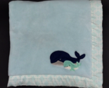 Carter&#39;s Baby Blanket Whale Satin Trim Aqua Nautical Geometric - $21.99