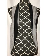 Lucky Brand Striped Black Gray Open Front Cardigan Vest Reversible Slvle... - £7.75 GBP