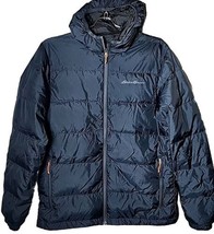 Eddie Bauer Men M EB650 Down Wide Channel Hooded Quilted  Winter Zip Jacket - £62.51 GBP
