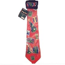 Holiday Tie Christmas Tree Presents NWT Red Christmas Necktie Novelty - £14.00 GBP