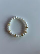Pearl Handmade Glass and Plastic Beaded Art leafy pearl  Bracelet - $14.85