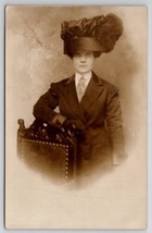RPPC Duluth MN Edwardian Woman Outrageous Hat Studio Portrait Photo Post... - $18.95