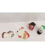 Christmas plaster craft 4 piece lot santa angel puppy bear DIY craft pai... - $19.75