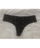 Victoria&#39;s Secret Pink No Show Thong Panty Raw edge Black/Mini Logo Allo... - €12,75 EUR