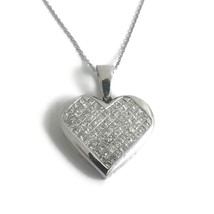 Authenticity Guarantee 
Invisible Set Princess Diamond Heart Pendant Necklace... - £2,311.24 GBP