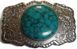 Bell Trading Co. Belt Buckle Cabochon Stone Turquoise Bezel - £139.56 GBP