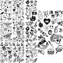 Skull Anchor Halloween Temporary Tattoos For Adults Children Realistic Pirate Pa - £7.95 GBP+