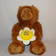 Get Well Soon Teddy Bear Boxers Flower Plush Stuffed Animal 11&quot; Toy Brown - £20.71 GBP