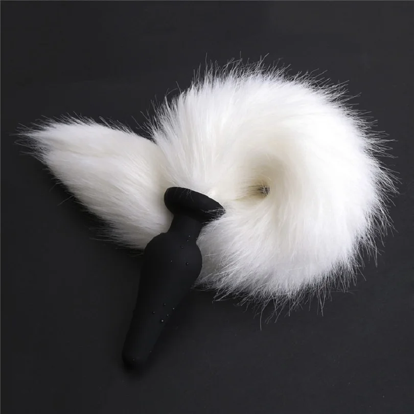 Play New large black silicone Mature Home Mature white fox tail Toy Home Role Pl - £23.29 GBP