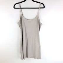 Divided H&amp;M Mini Dress A Line Ribbed Knit Sleeveless Stretch Beige Size L - £9.94 GBP