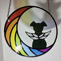 Cute Glass Sun Catcher With Dog And Angel Wings, Rainbow Bridge - $14.73
