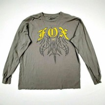 Fox Men&#39;s Long Sleeve T-shirt Size Large Gray Cotton TV16 - $8.90