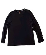 Hanes Shirt Men L Large Long Sleeve T-Shirt Cotton Blend Black - £13.09 GBP