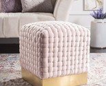 Ravyn Pink And Gold Woven Velvet Ottoman From Safavieh Home Collection. - $216.96