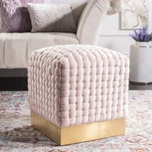 Ravyn Pink And Gold Woven Velvet Ottoman From Safavieh Home Collection. - $163.94