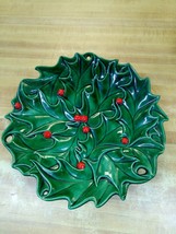 Vintage Atlantic Mold Christmas 11&quot; Serving Plate Holly Leaves Berries 7... - £38.93 GBP