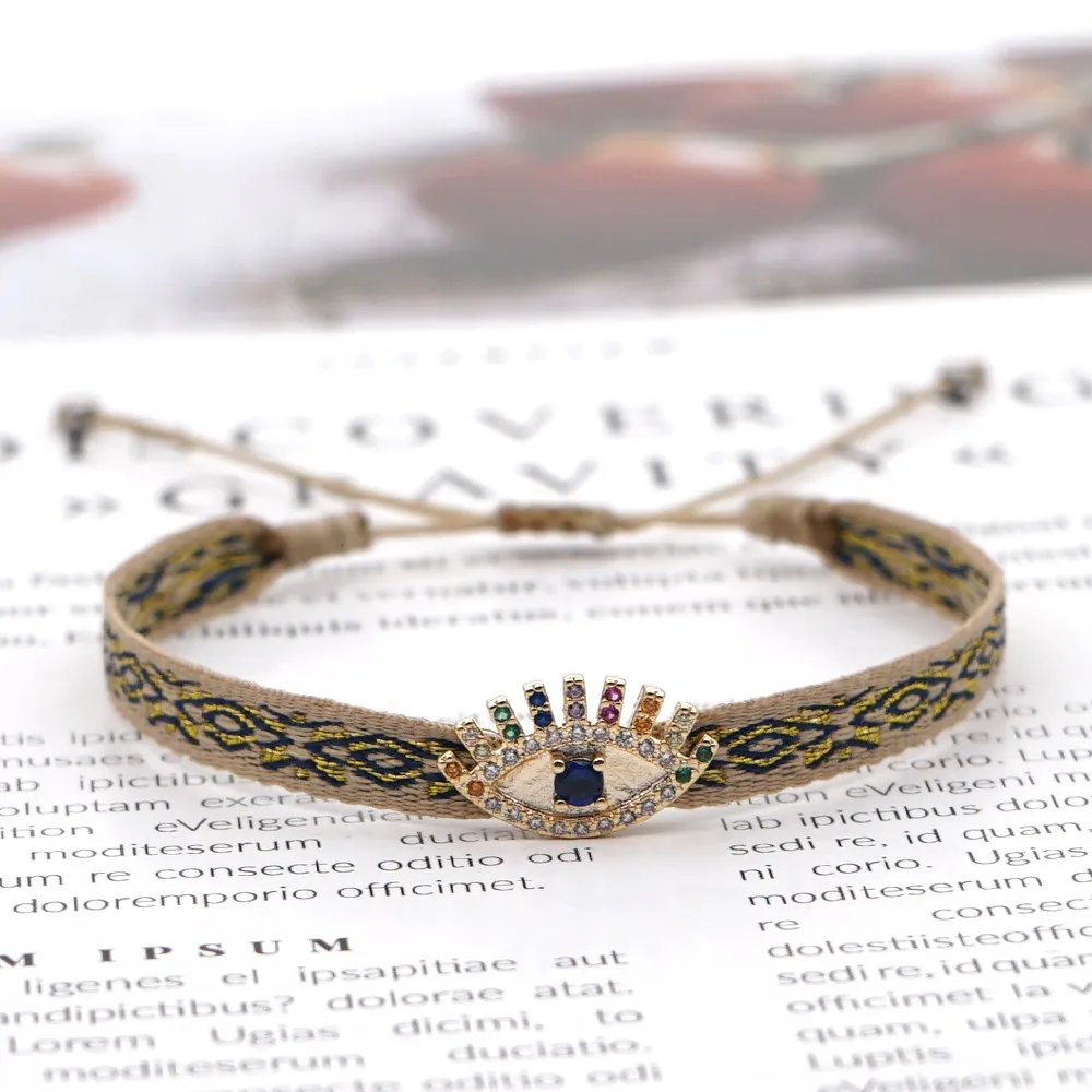 Cloth Febric Bracelet For Ladies Evil Eye Letter Pulsera Trendy Jewellery Boho A - £14.71 GBP