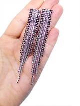 Purple Chandelier Earrings, Rhinestone Crystal Drop Earrings, Statement Earrings - £27.41 GBP