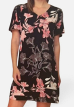 Original Nicole Miller Dress Linen Black Tropical Floral Beachy Boho Vac... - $39.62