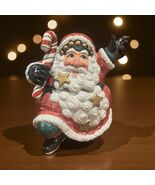 Fitz Floyd Snow Business Candy Cookie Jar Santa Holding Candy Cane Chris... - $51.37 CAD