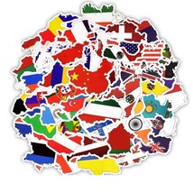 10 Random Country Shaped World National Flag Sticker Decals Free Shipping! - £2.36 GBP