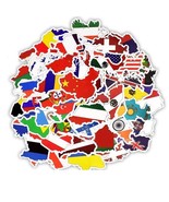 10 Random Country Shaped World National Flag Sticker Decals Free Shipping! - £2.38 GBP