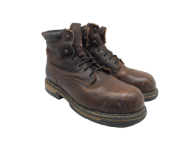 ROCKY Men&#39;s 8&quot; Steel Toe Work Boots P155407 Brindle-Brown Leather Size 11.5M - £44.84 GBP