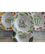 Four (4) Gourmet Basics by Mikasa ~ Quirky Vegetable Pun ~ 9&quot; Porcelain ... - $51.15 CAD