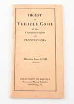 1929 Commonwealth of Pennsylvania Digest of Vehicle Code Bureau Motor Ve... - $4.99