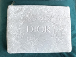 NEW Dior Beauty White Velvet Cosmetic Bag Makeup Bag Pouch VIP Gift no box - $36.00