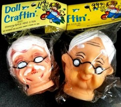 Set of 2 Doll Craftin’ Grandma and Grandpa Apple heads Vintage Doll Head - $19.79