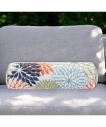 6&quot; X 20&quot; Orange Green and Blue Bolster Floral Indoor Outdoor Throw Pillow - €61,72 EUR