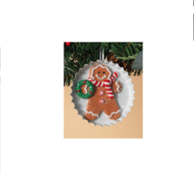 CLAY DOUGH HOLIDAY GINGERBREAD BOY ON METAL COOKIE TRAY CHRISTMAS ORNAMENT - $8.88