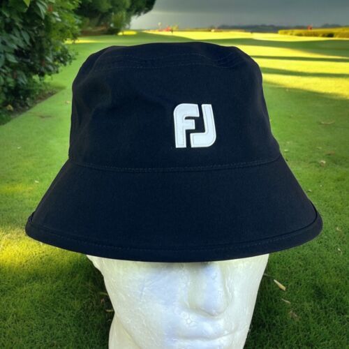 FootJoy Bucket Rain Golf Hat Mens S/M MEDIUM DryJoys Black Waterproof Cap FJ - $18.58