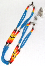 New 18&quot; Native American Seminole Blue Beaded Lanyard Handmade by Charley Johnson - £53.82 GBP
