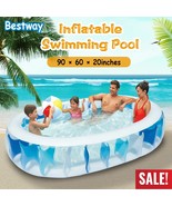 90&quot;60&quot;20&quot; Inflatable Swimming Pool Blow Up Family Pool For Kids Indoor O... - £58.31 GBP